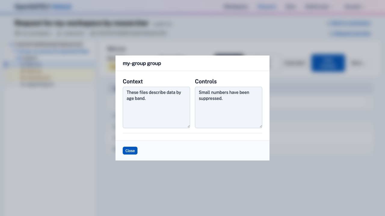 Context, controls and comments modal